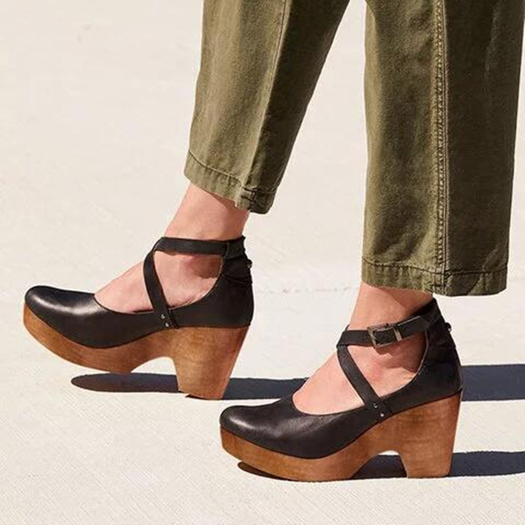 Teresa | Platform Wedge Heels with Ankle Strap for Women - Lavinem