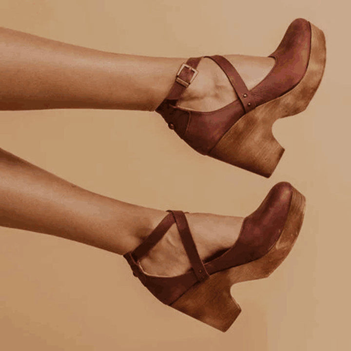 Teresa | Platform Wedge Heels with Ankle Strap for Women - Lavinem