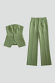 Eliana | Women’s Bustier Set with Wide-Leg Pants and Button Detail