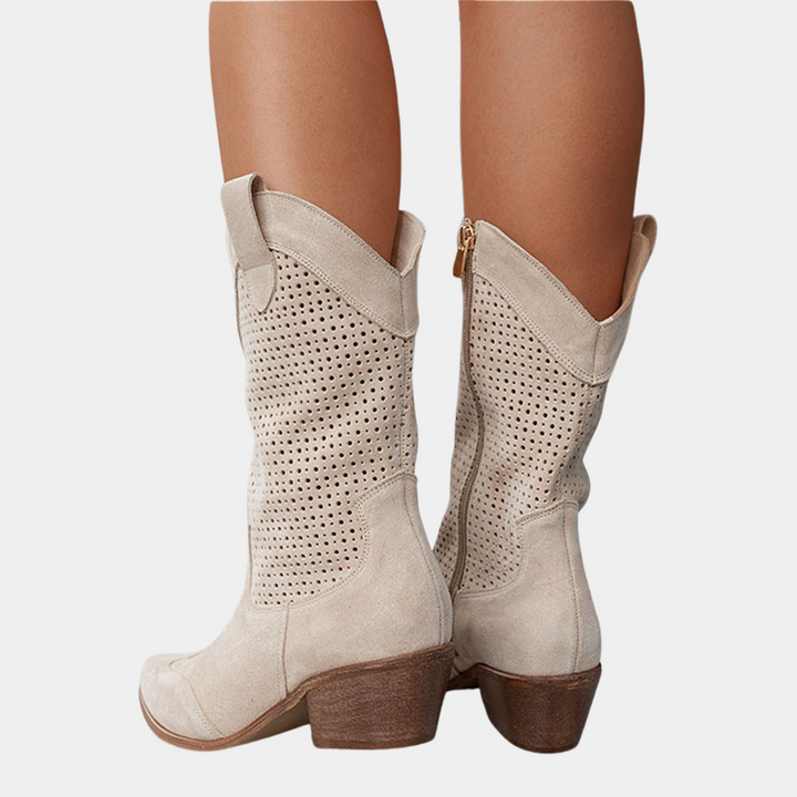 Enora | Women's Perforated Block Heel Cowboy Boots