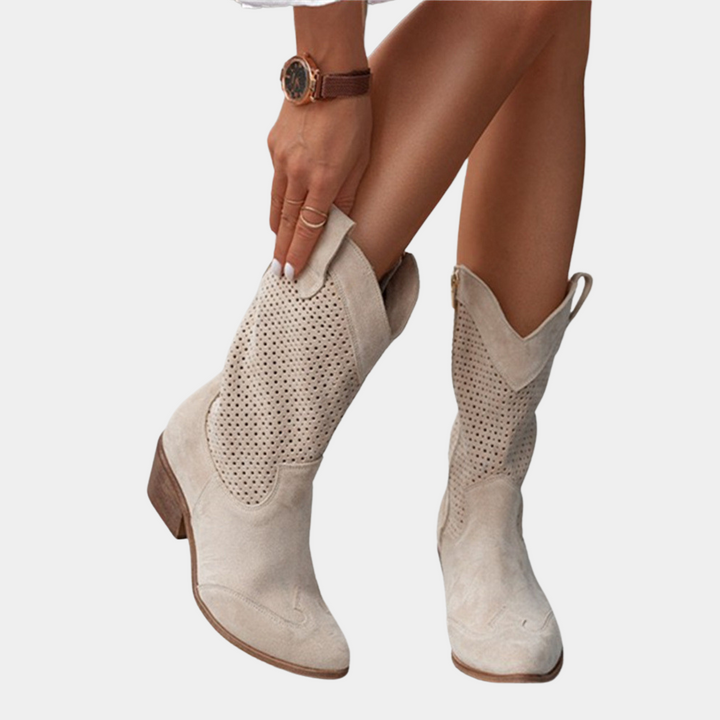 Enora | Women's Perforated Block Heel Cowboy Boots