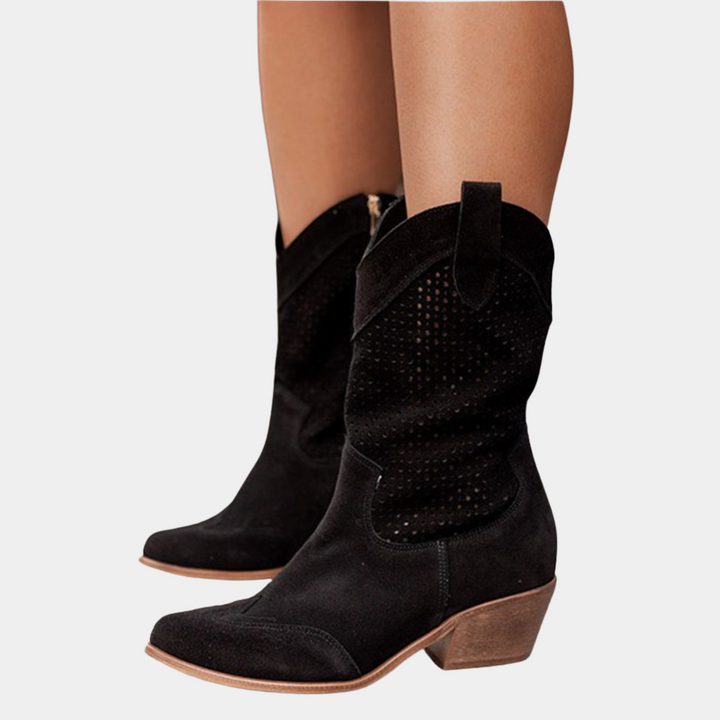 Enora | Women's Perforated Block Heel Cowboy Boots