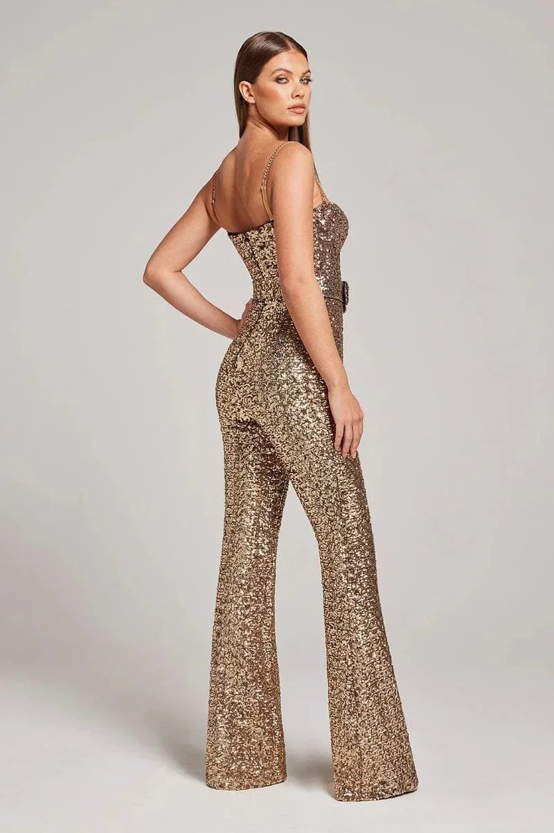 Damen Pailletten-Jumpsuit – Funkelnder Abend- & Party-Einteiler