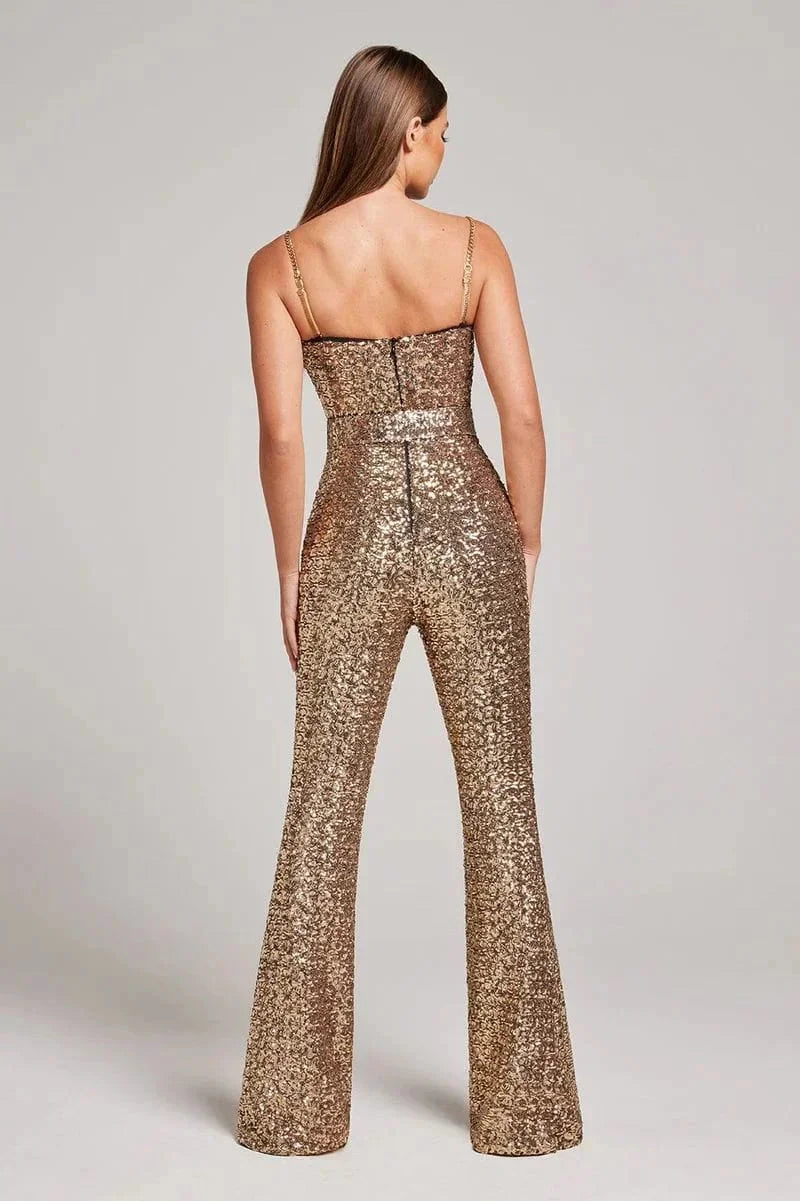 Damen Pailletten-Jumpsuit – Funkelnder Abend- & Party-Einteiler