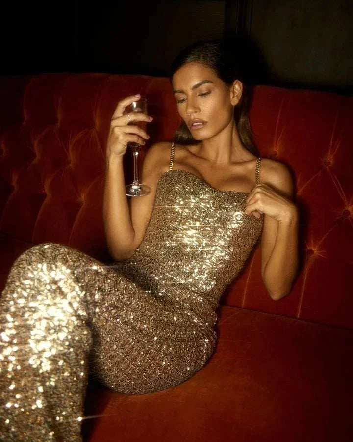 Damen Pailletten-Jumpsuit – Funkelnder Abend- & Party-Einteiler