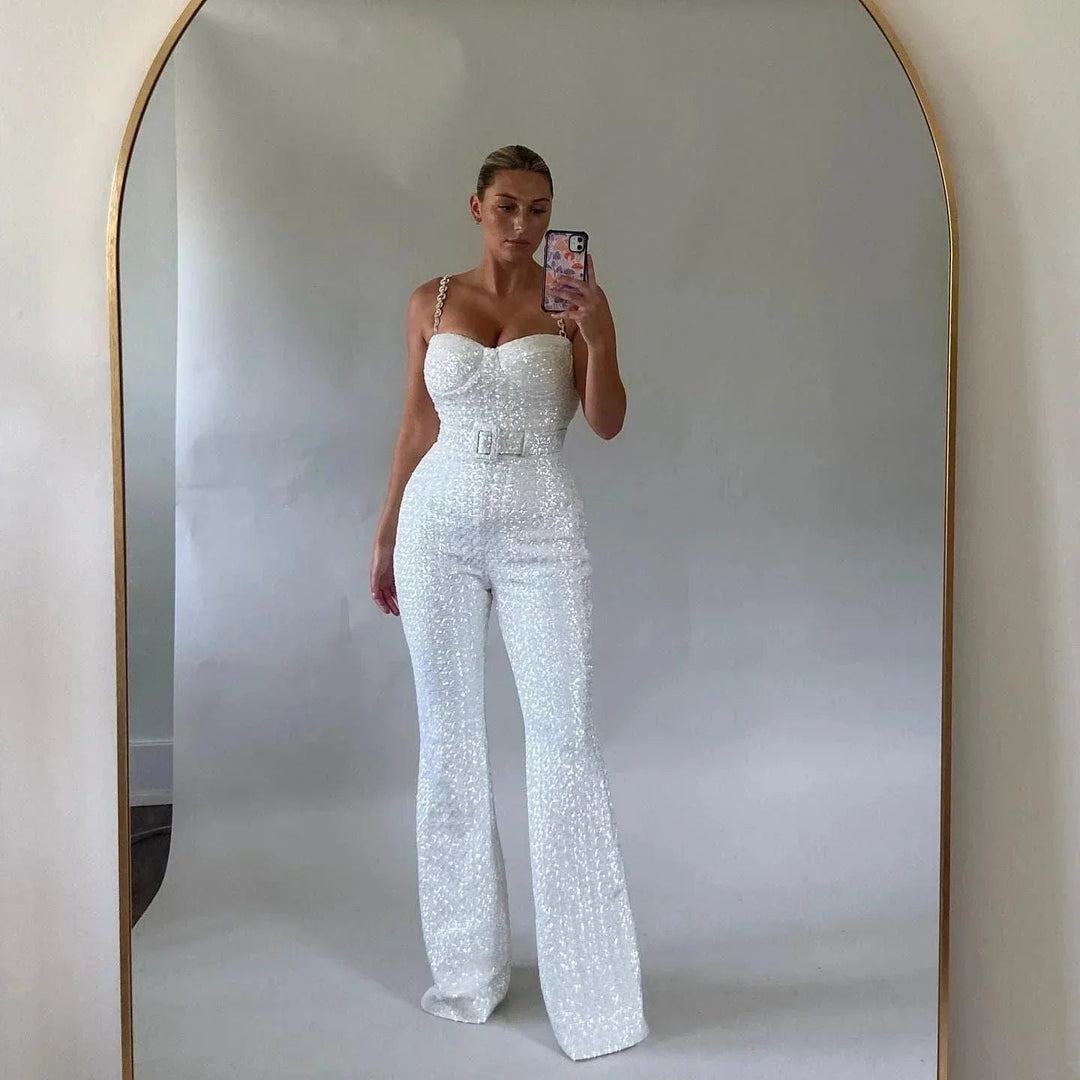 Damen Pailletten-Jumpsuit – Funkelnder Abend- & Party-Einteiler