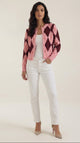 Annelie | Women's Argyle Cropped Button Cardigan