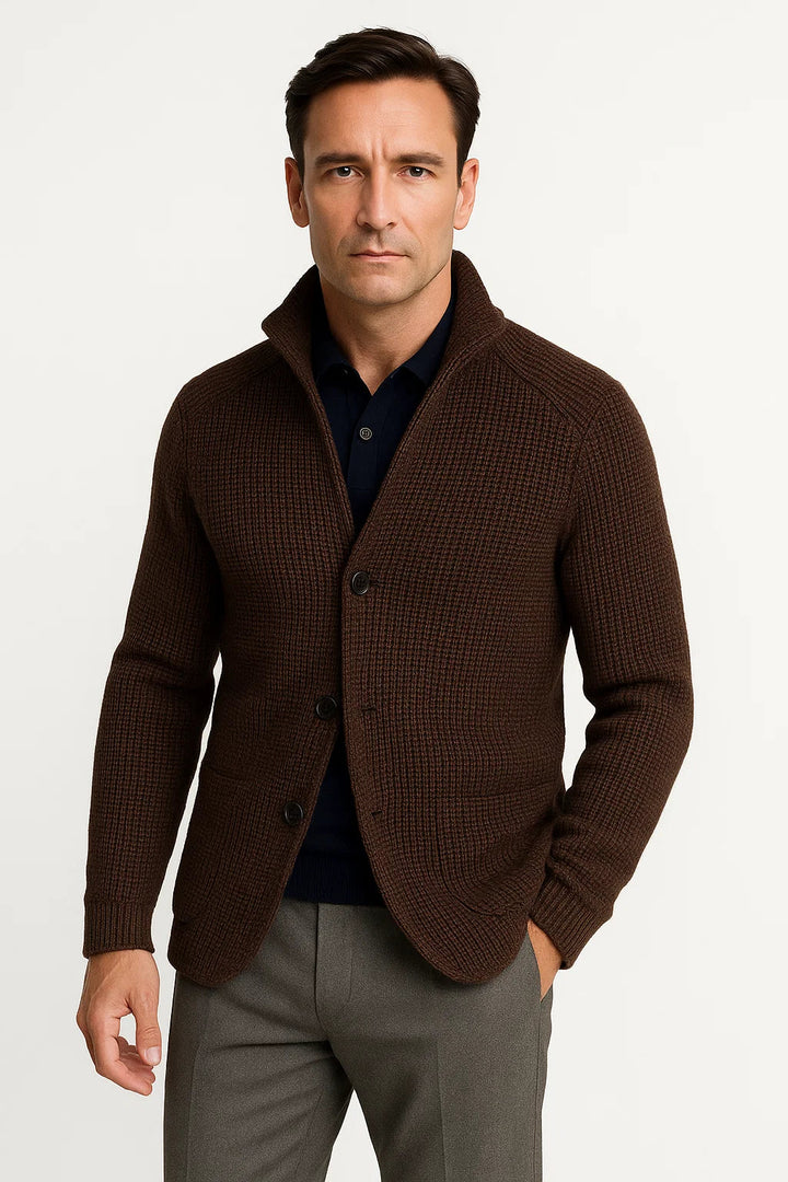 Herre Strik Uld Cardigan med Buttons, Afslappet Fit