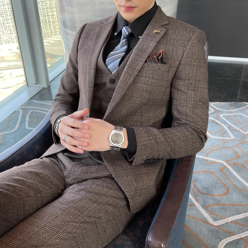 Neville Slim-Fit Check Three-Piece Suit - image 3