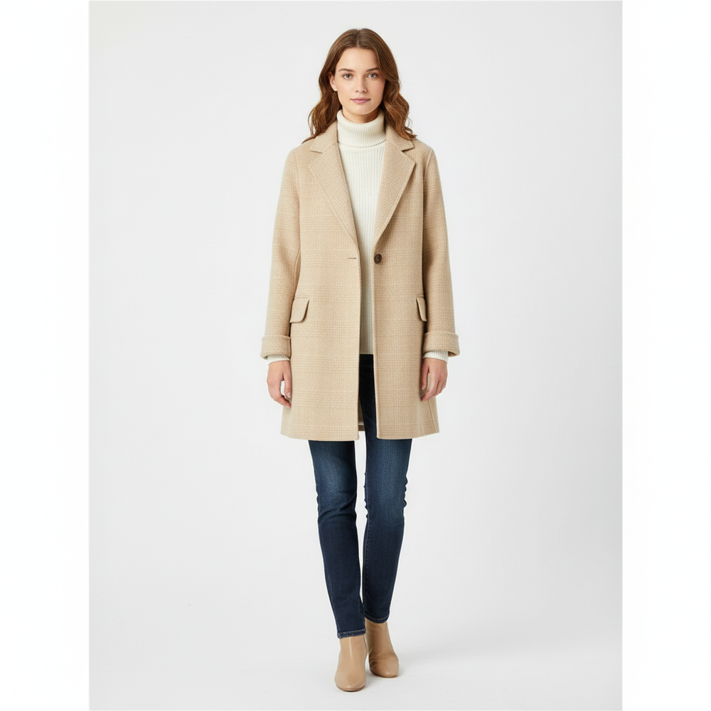 Romy | Women's Check Tailored Coat with Patch Pockets