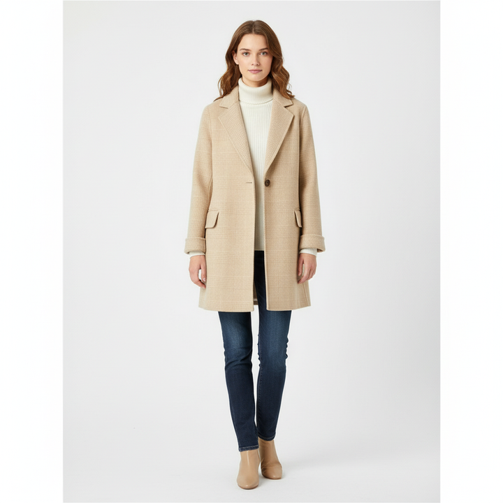 Romy | Women's Check Tailored Coat with Patch Pockets