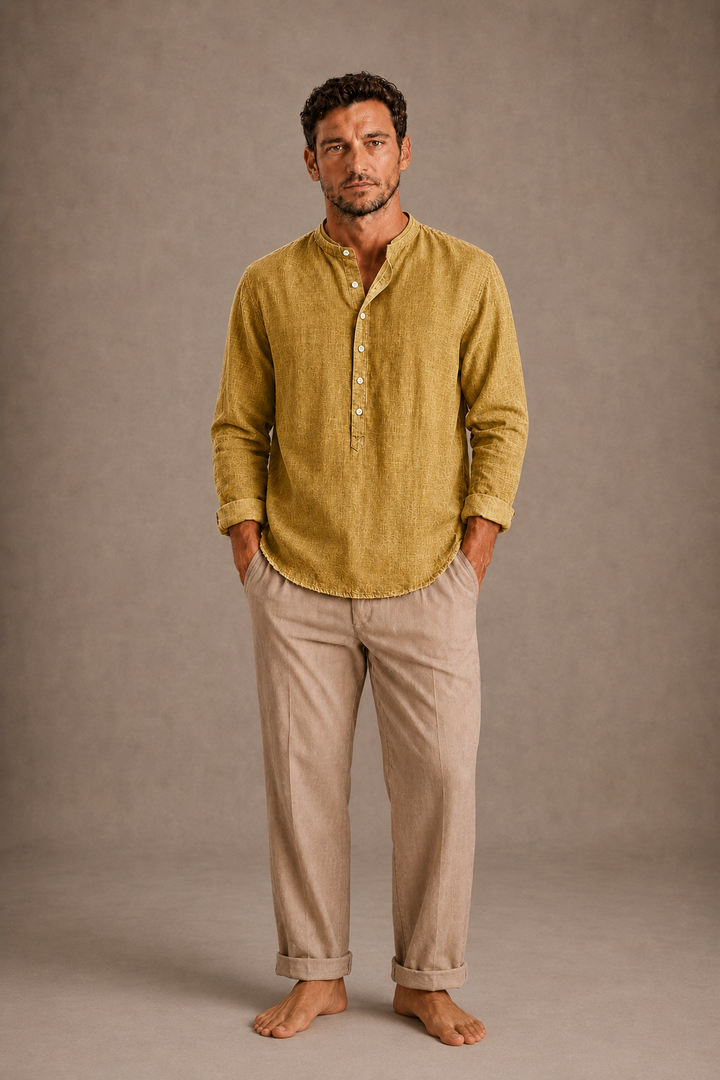 Herre Long-Ærme Henley Shirt