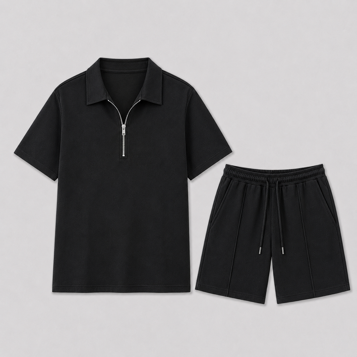 mens-zip-polo-and-shorts-summer-set