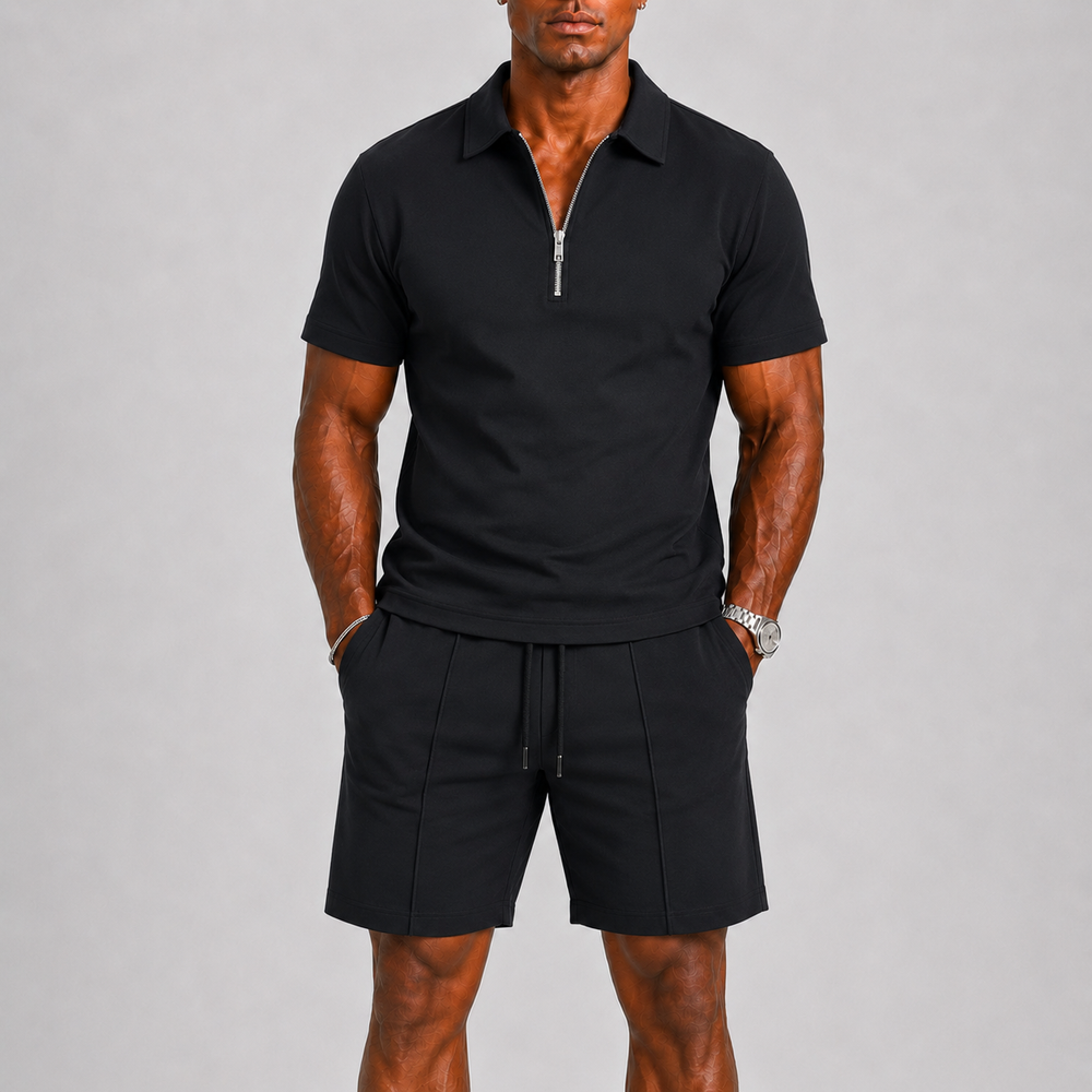 mens-zip-polo-and-shorts-summer-set