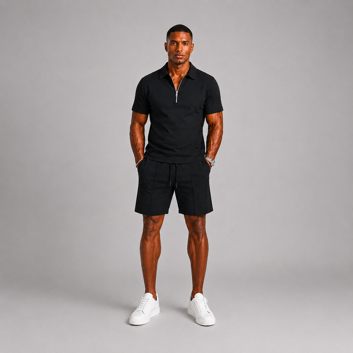 mens-zip-polo-and-shorts-summer-set