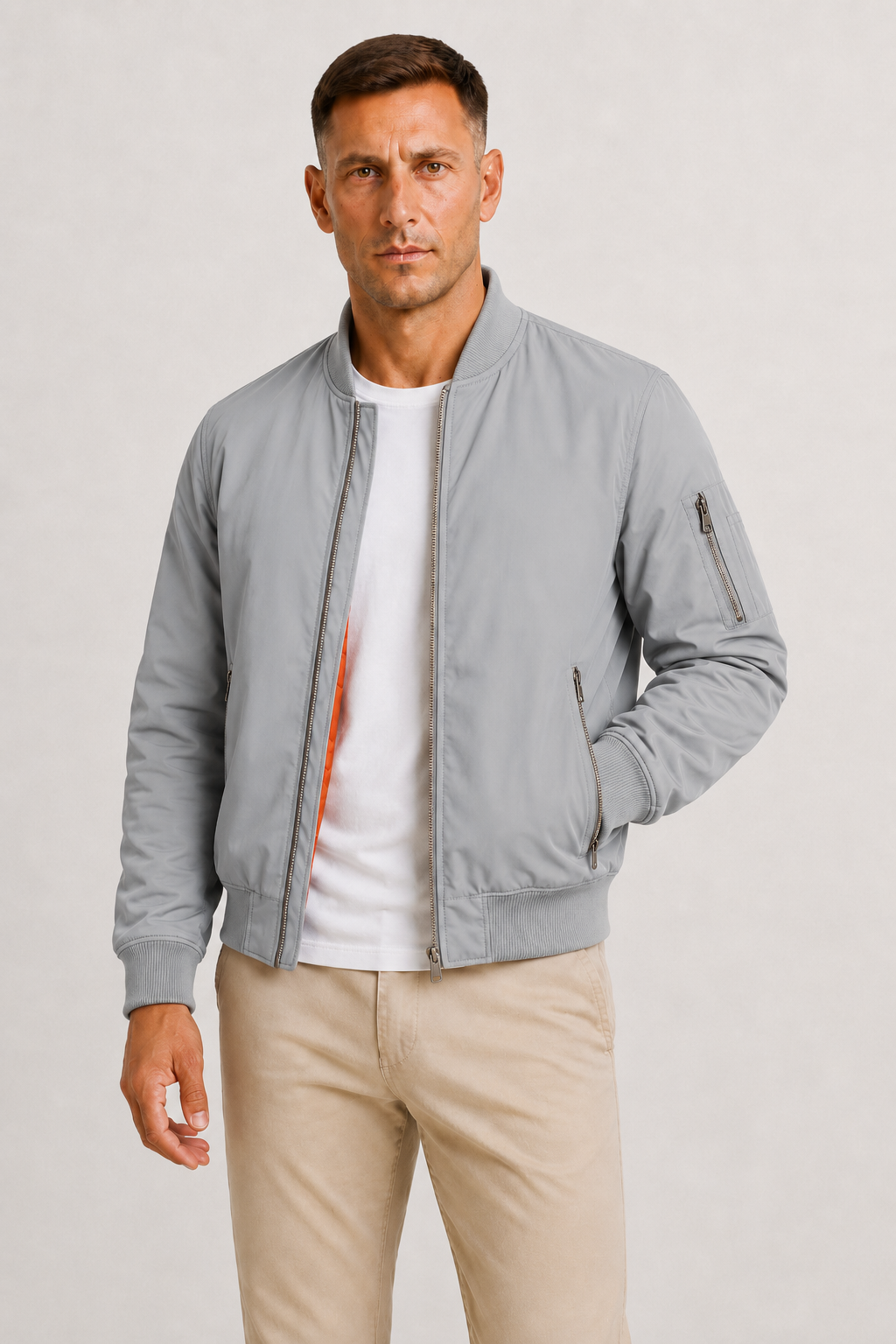 Herre Oversized Bomberjakke med Full Zip