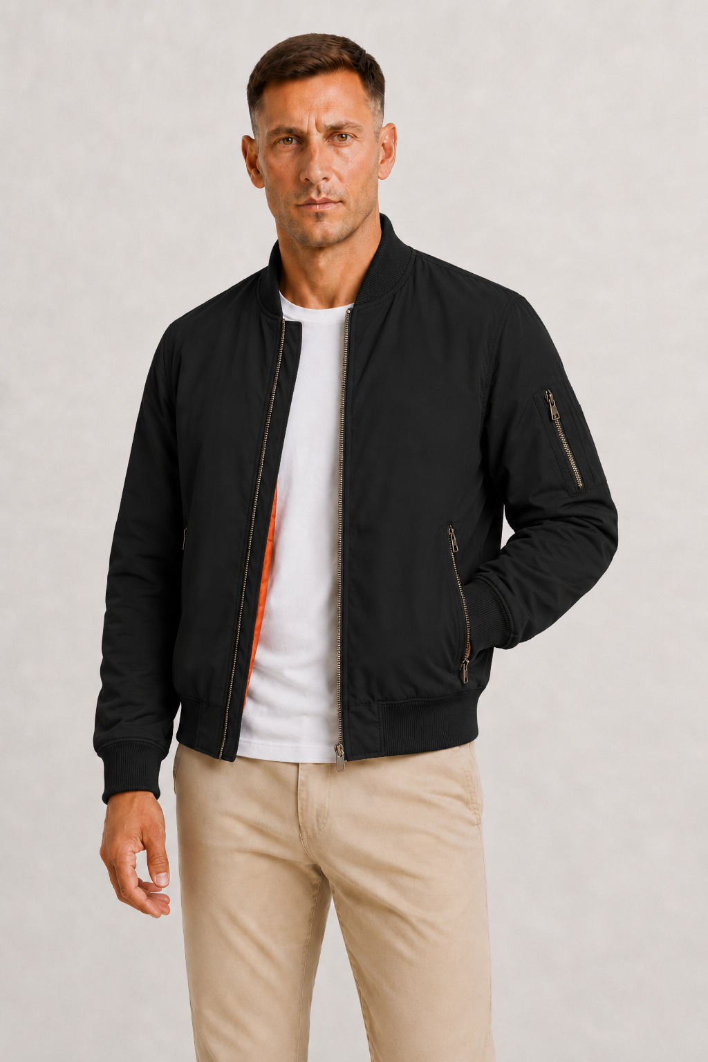 Herre Oversized Bomberjakke med Full Zip