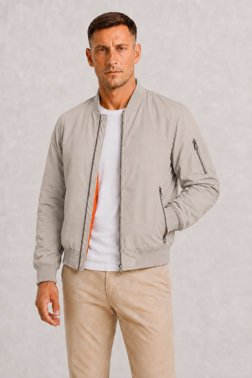 Herre Oversized Bomberjakke med Full Zip