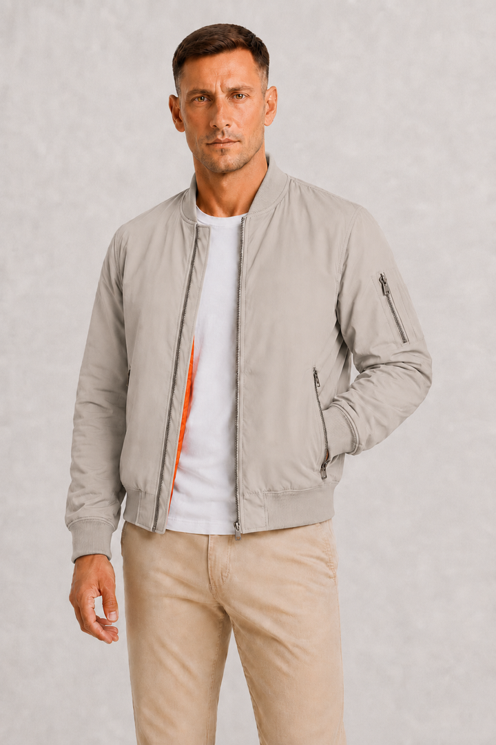 Herre Oversized Bomberjakke med Full Zip