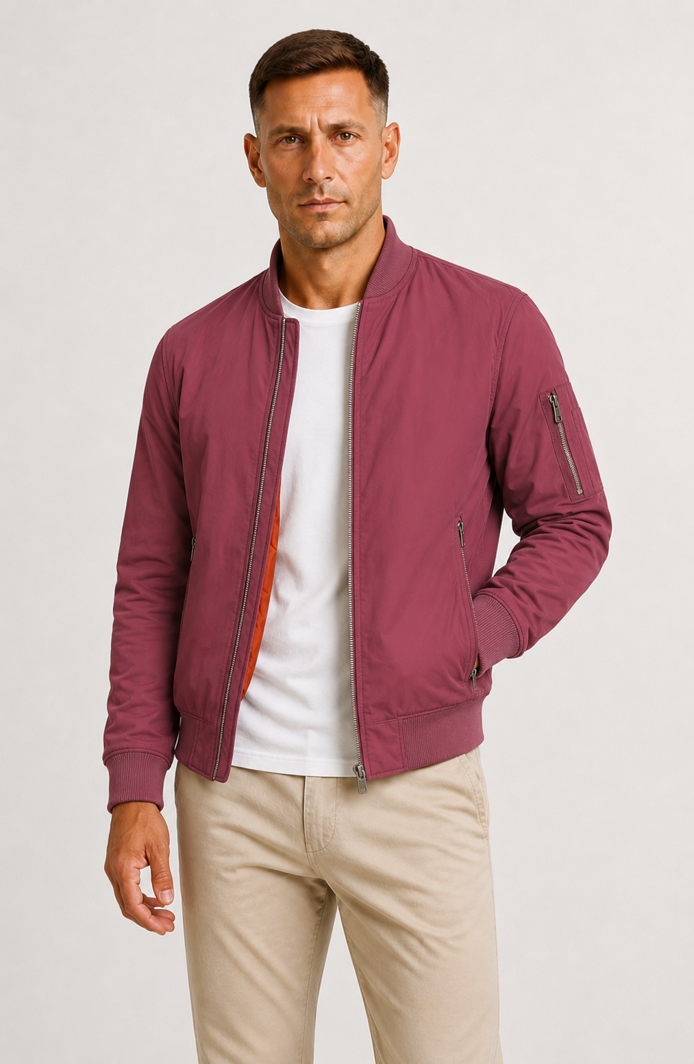 Herre Oversized Bomberjakke med Full Zip