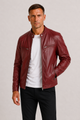 Herre Læder-Look Biker Jakke