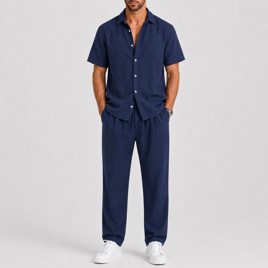 Herren Sommer-Set – Zweiteiler mit Hemd & weiter Hose