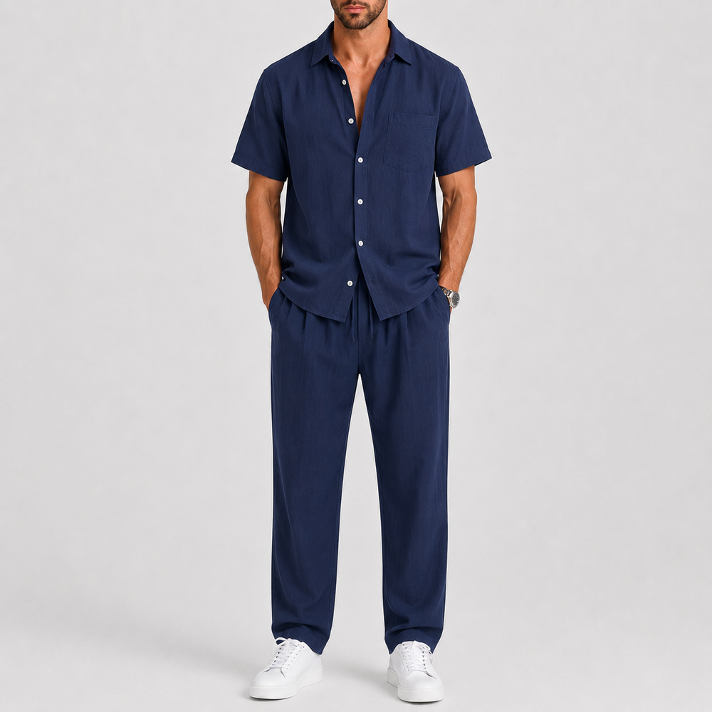 Herre Sommer Set med Shirt og Wide-Leg Bukser