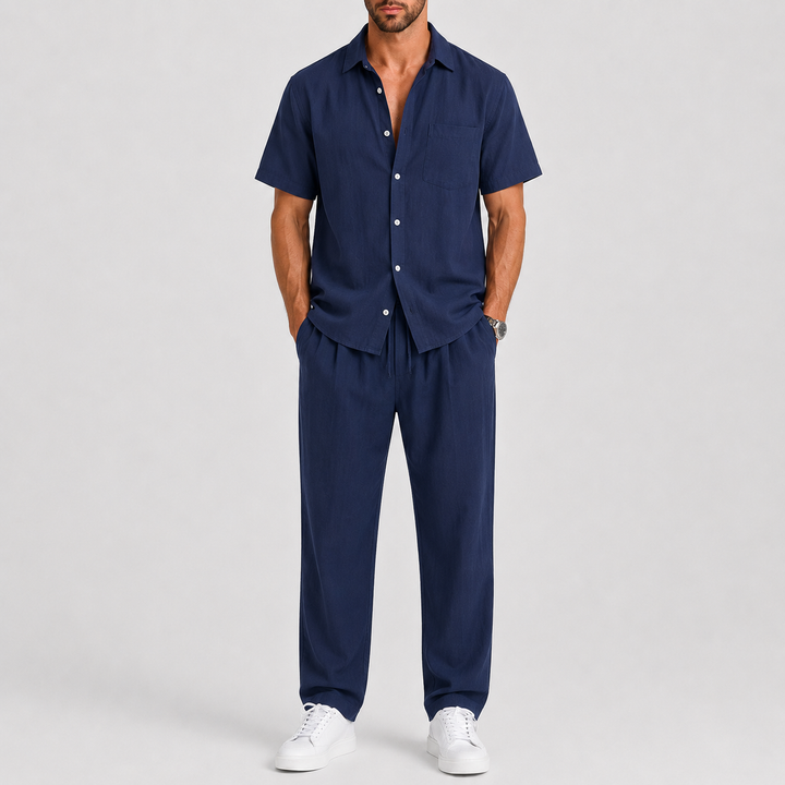 Herre Sommer Set med Shirt og Wide-Leg Bukser