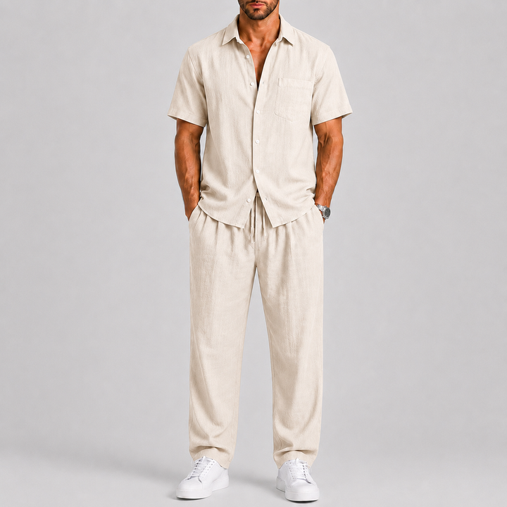 Herre Sommer Set med Shirt og Wide-Leg Bukser