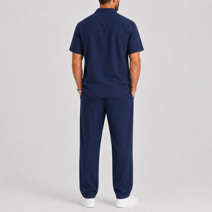 Herre Sommer Set med Shirt og Wide-Leg Bukser