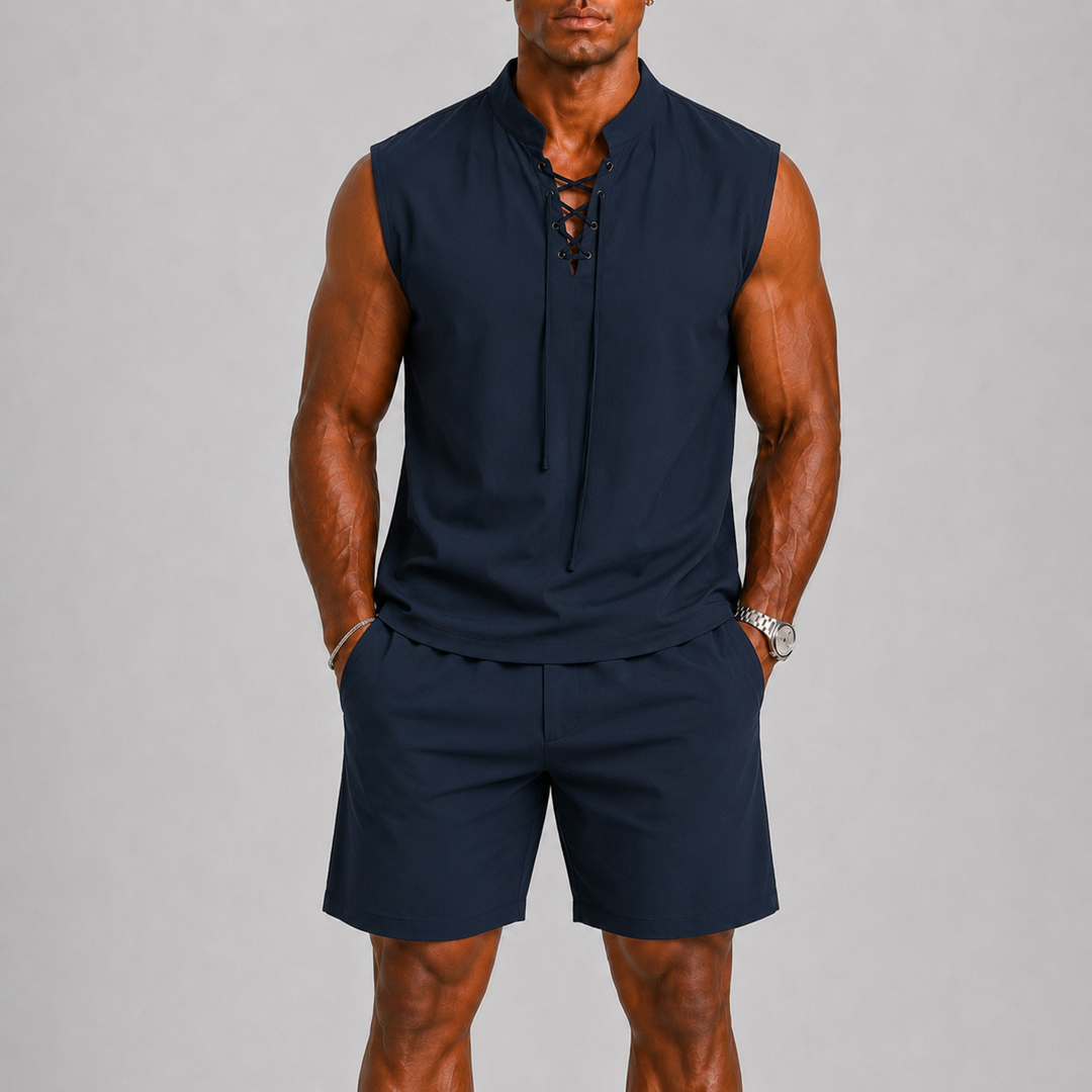 Herre Sleeveless Sommer Set med Shorts