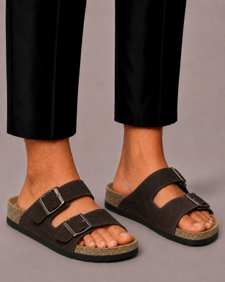 Herre Sandals med Double Buckle og Comfort Footbed