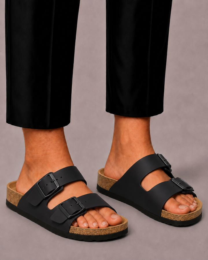 Herre Sandals med Double Buckle og Comfort Footbed
