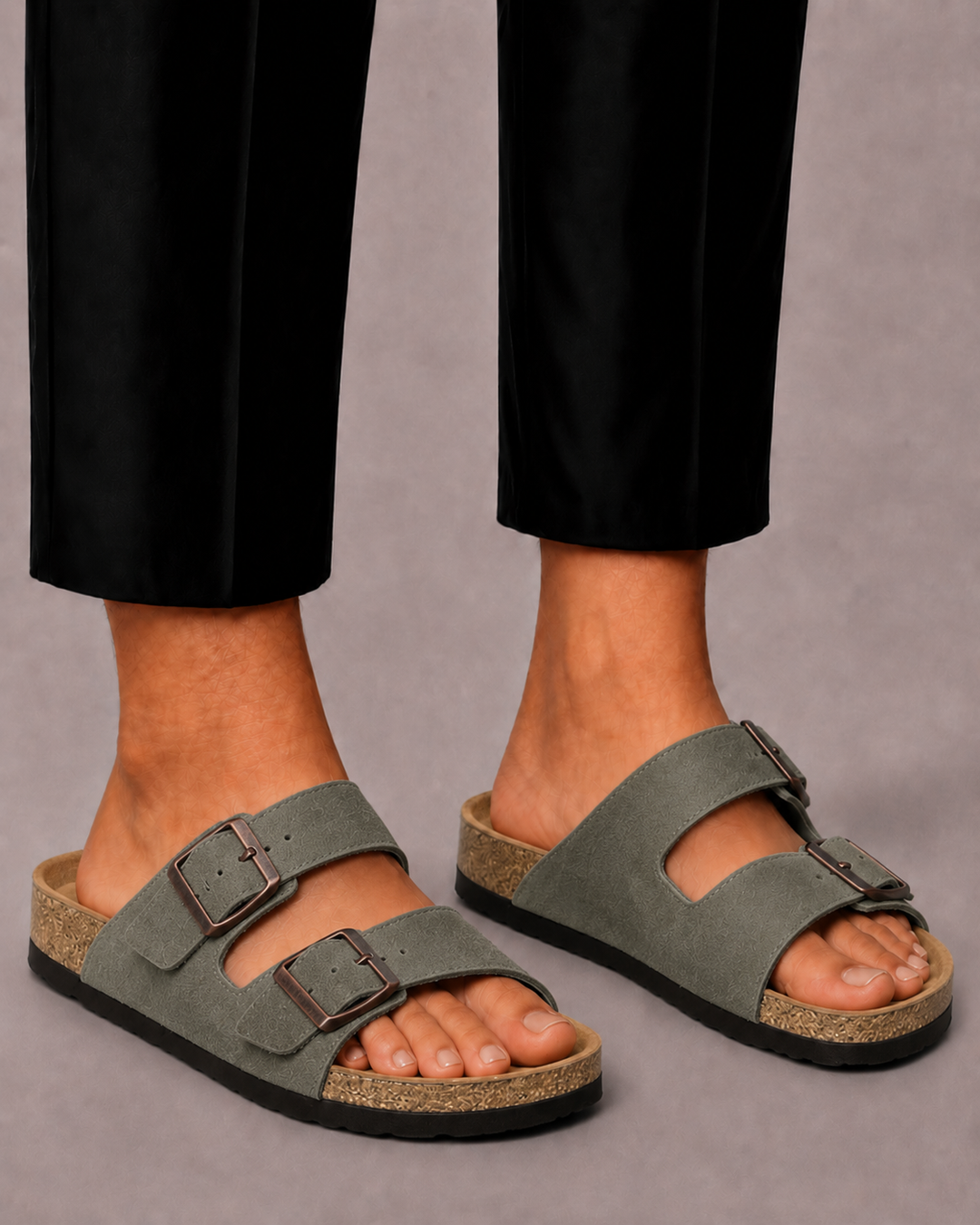 Herre Sandals med Double Buckle og Comfort Footbed