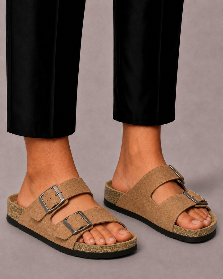 Herre Sandals med Double Buckle og Comfort Footbed