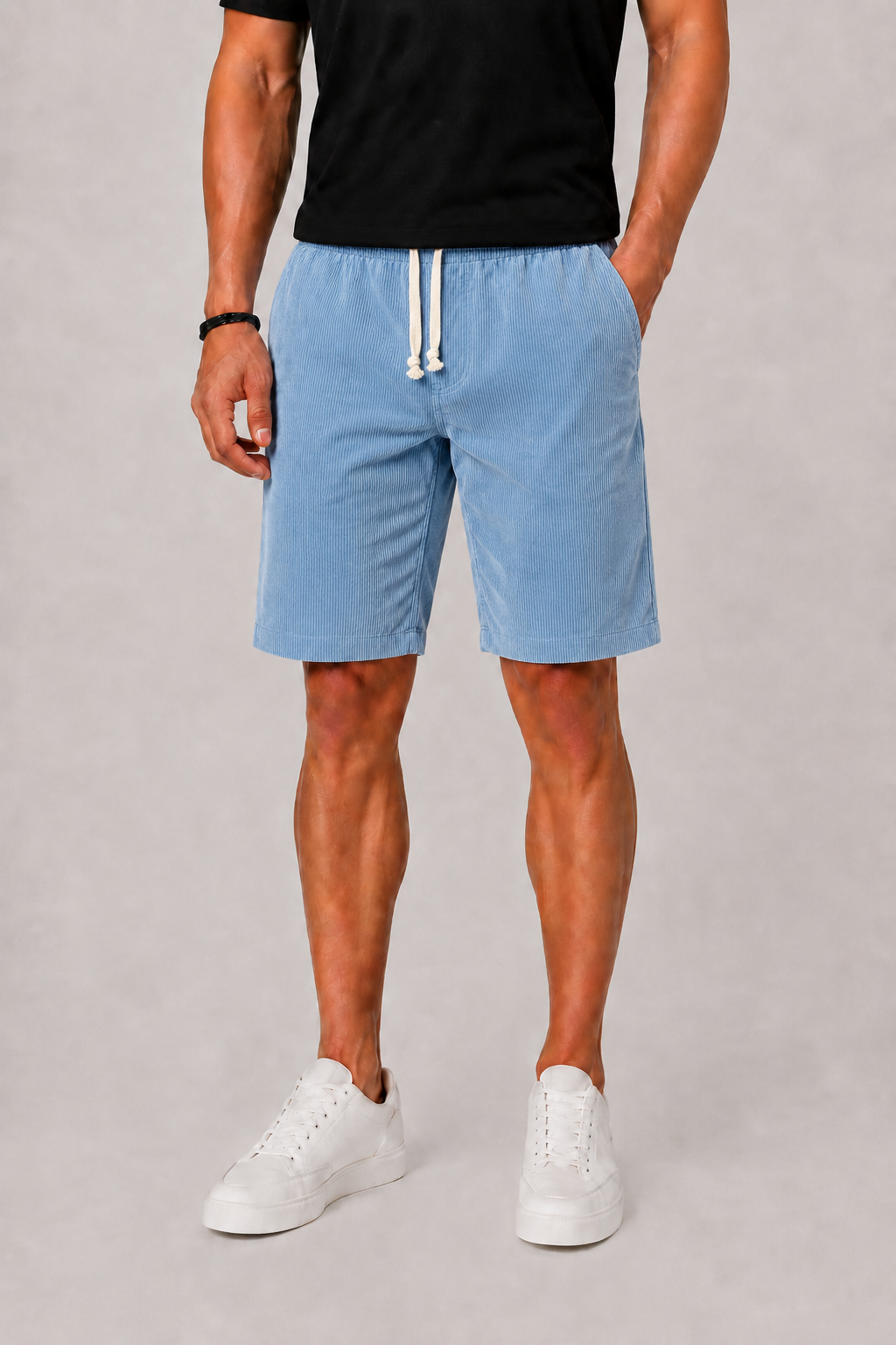 Herre Striped Shorts med Snørelukning Talje