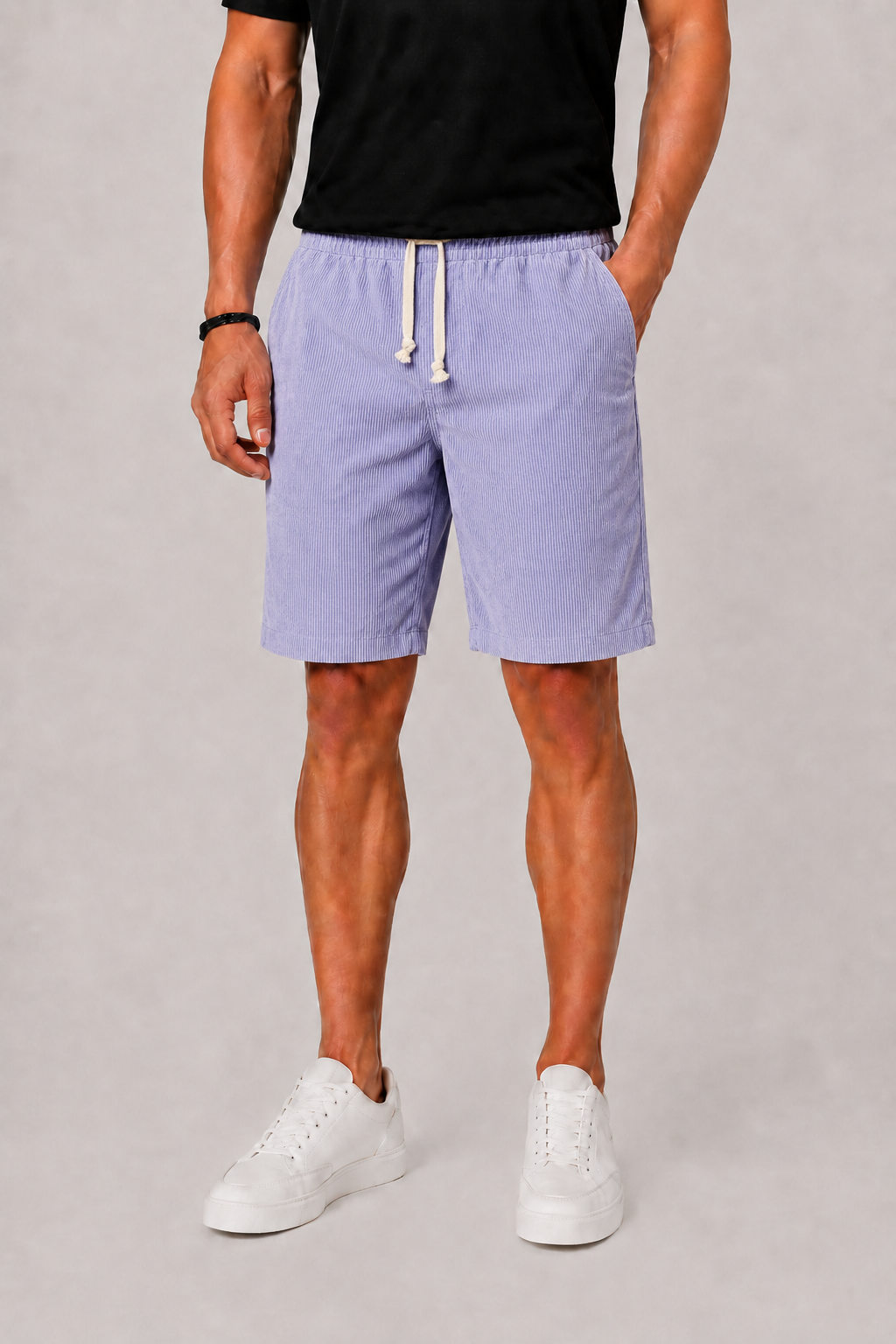 Herre Striped Shorts med Snørelukning Talje