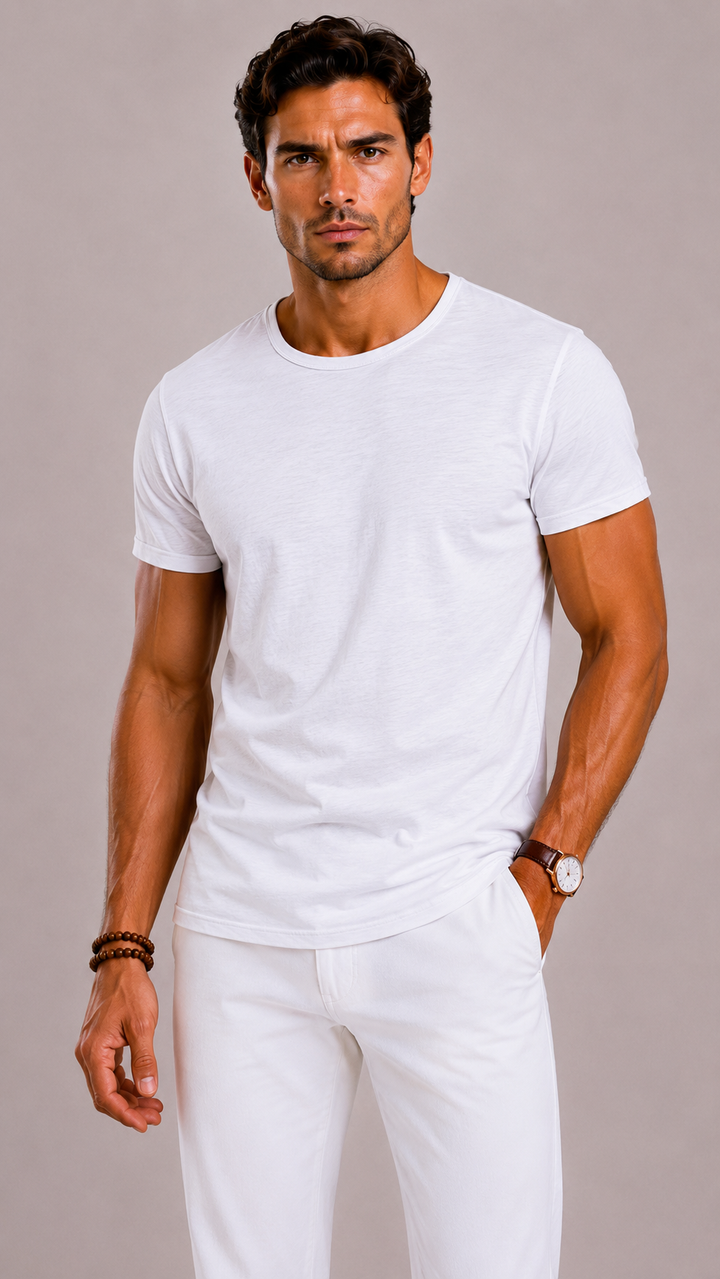 Herre Bomuld Crew-Neck T-shirt