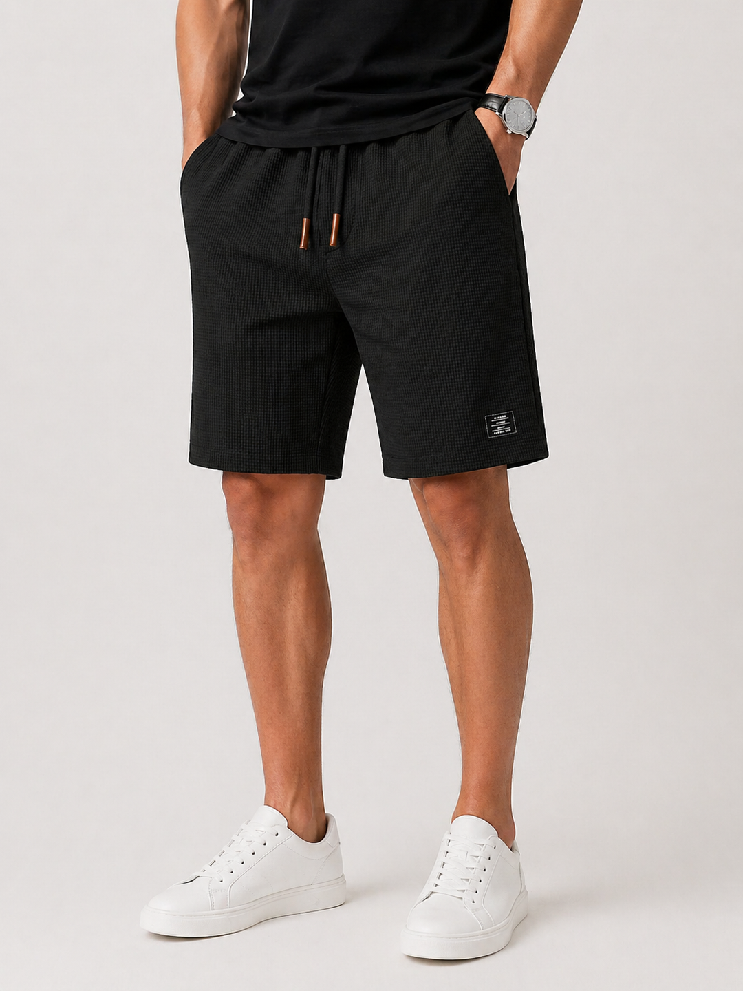 Herre Sommer Snørelukning Shorts – Knee Længde Sommer Bottoms med Sidelommer