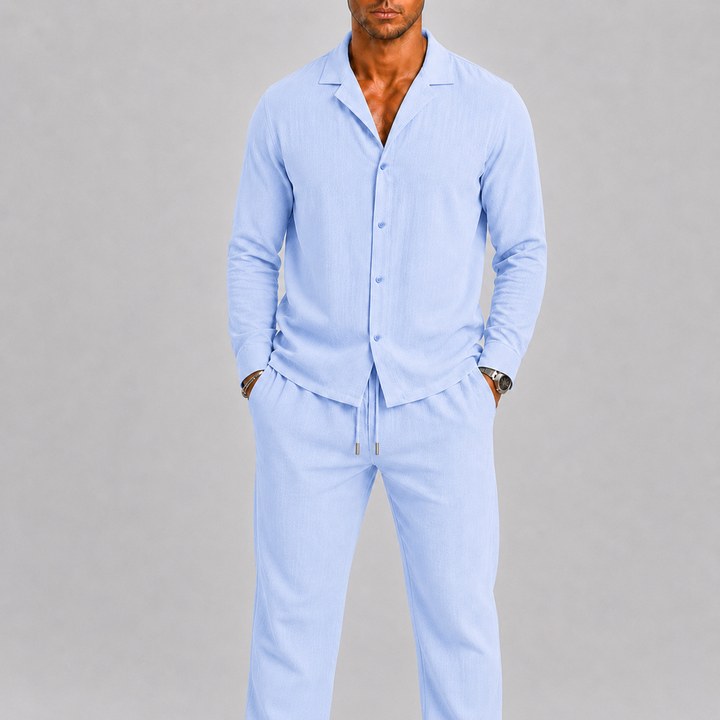 Herre Hør Set med Cuben Krave Shirt og Bukser