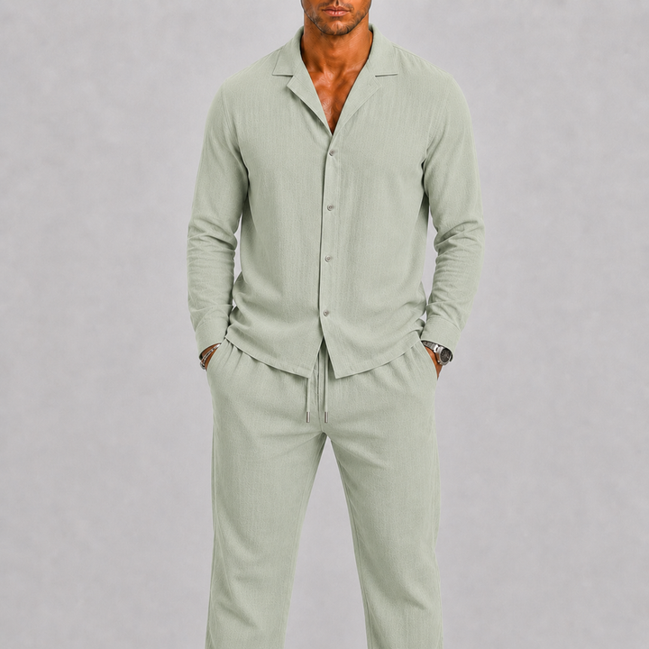 Herre Hør Set med Cuben Krave Shirt og Bukser