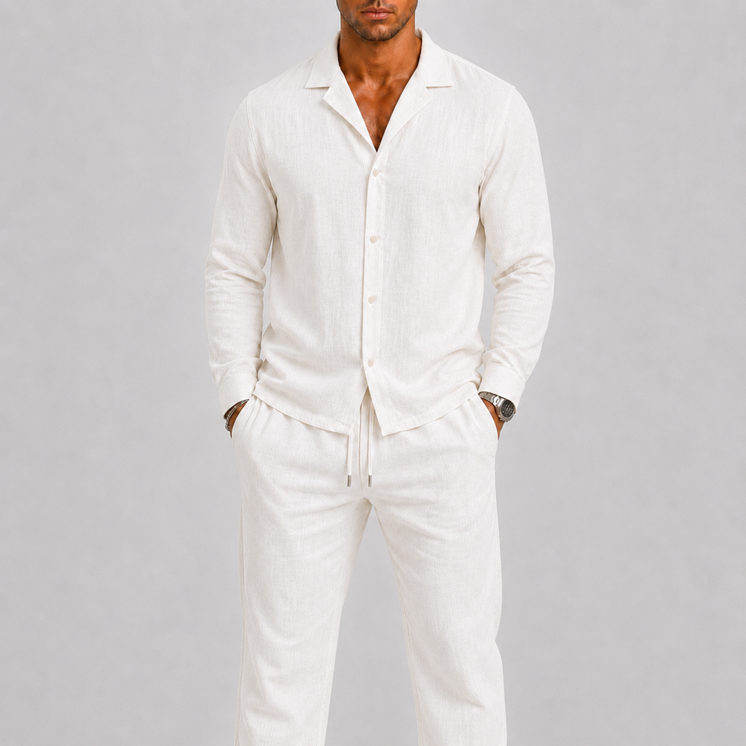 Herre Hør Set med Cuben Krave Shirt og Bukser