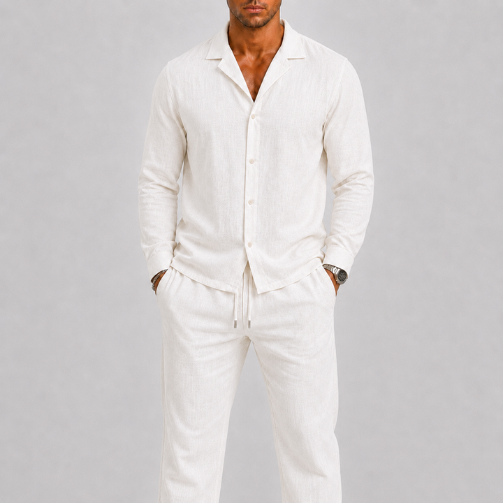 Herre Hør Set med Cuben Krave Shirt og Bukser