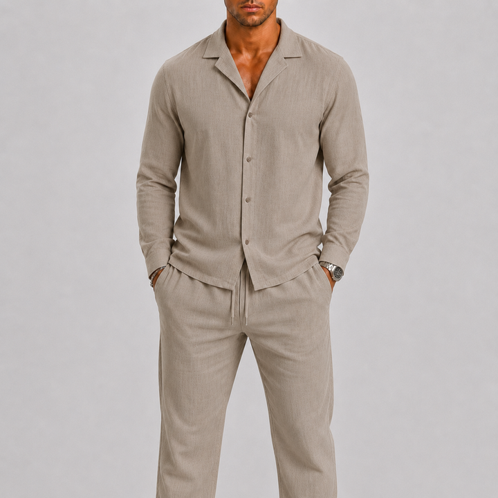 Herre Hør Set med Cuben Krave Shirt og Bukser