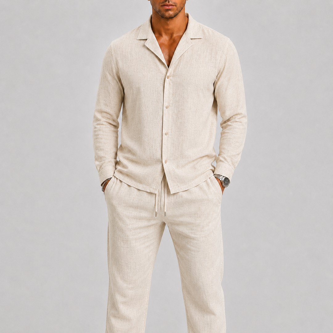 Herre Hør Set med Cuben Krave Shirt og Bukser