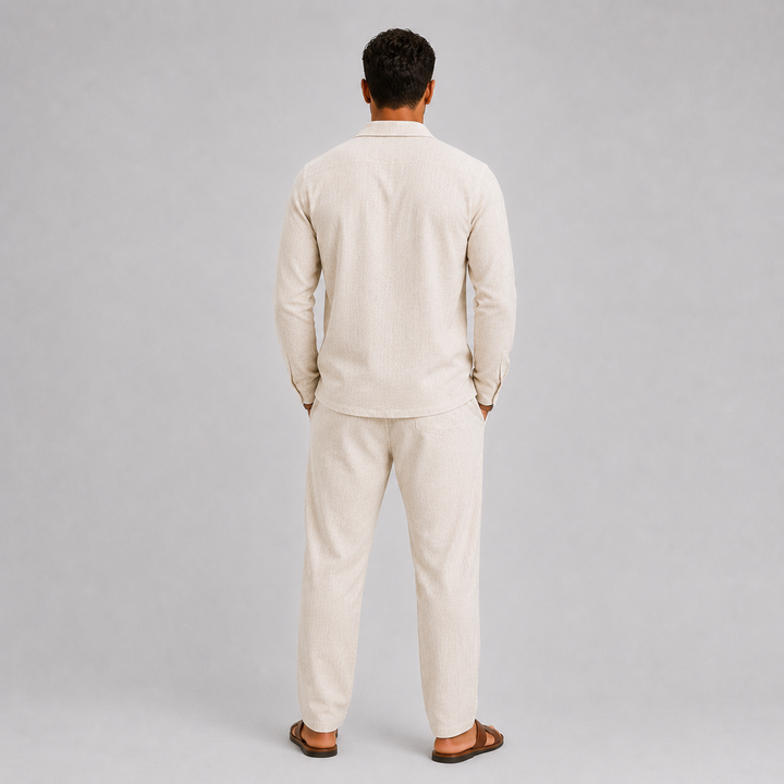 Herre Hør Set med Cuben Krave Shirt og Bukser