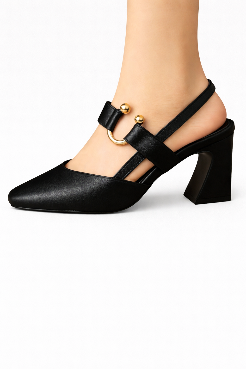 Pauline Square-Toe Slingback Block Heels with Buckle Strap - image 1
