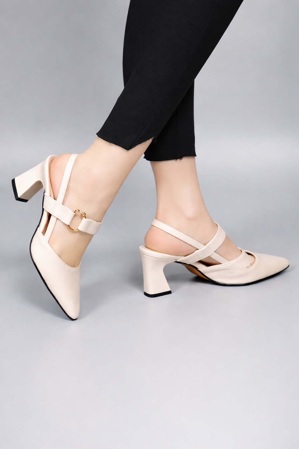 Pauline Square-Toe Slingback Block Heels with Buckle Strap - image 6