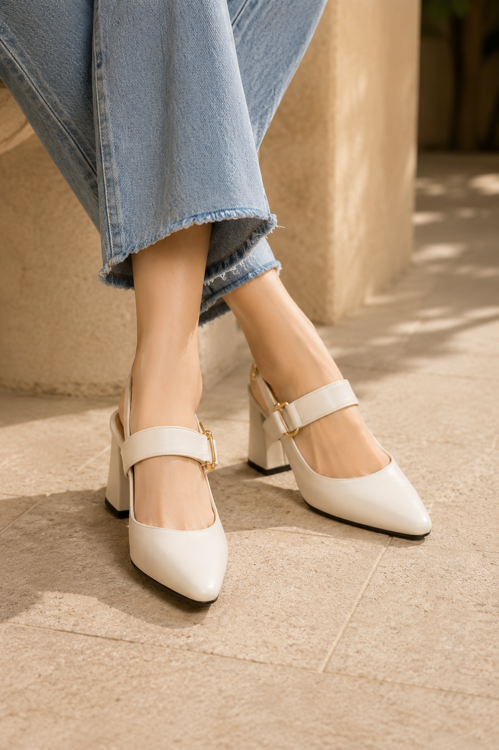 Florimel | Women's Pointed-Toe Slingback Block Heels