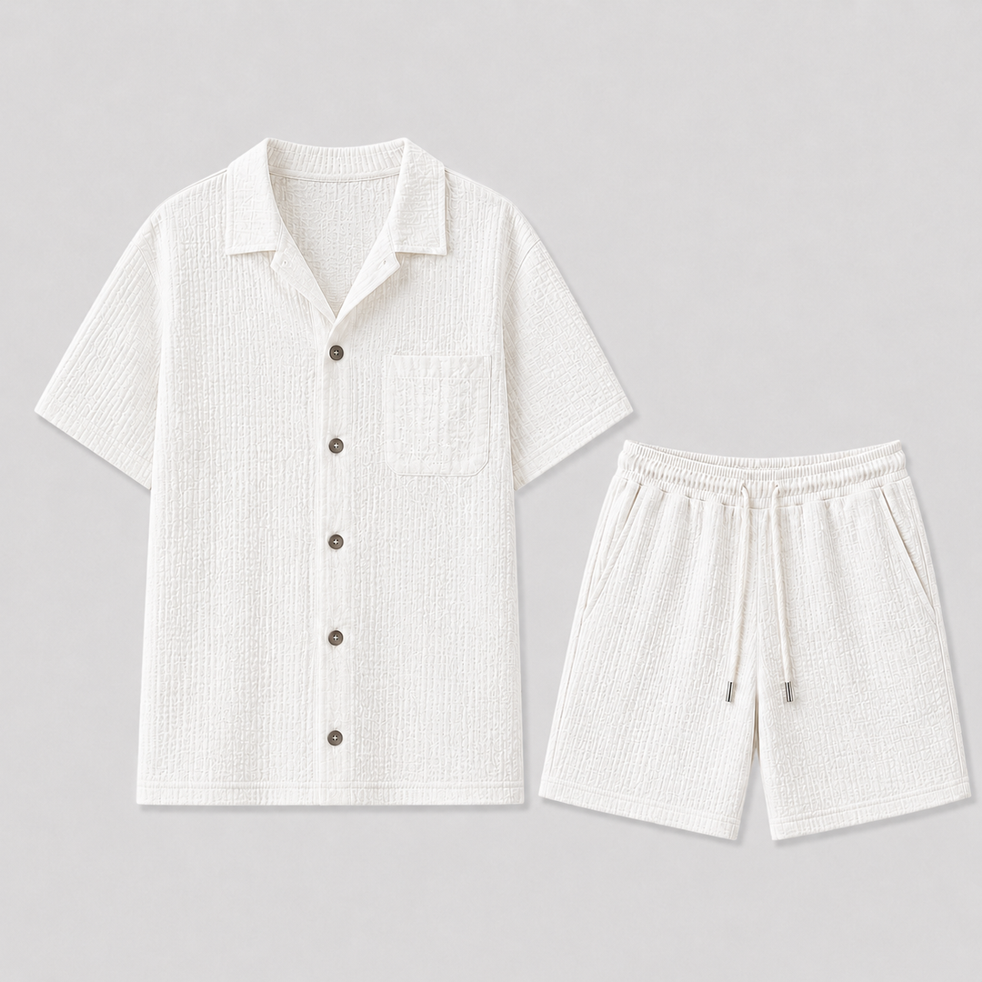Herren Leinen-Set – Zweiteiler mit Kurzarmhemd & Shorts für den Sommer